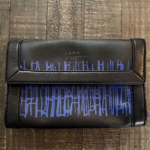 L.A.M.B Gwen Stefani Y2K Barcode Graphic Clutch Black Blue Rare Vintage Bag